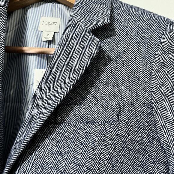 J Crew Herringbone Wool Blend Schoolboy Blazer Size 2 Navy Academia Old Money - Picture 8 of 11